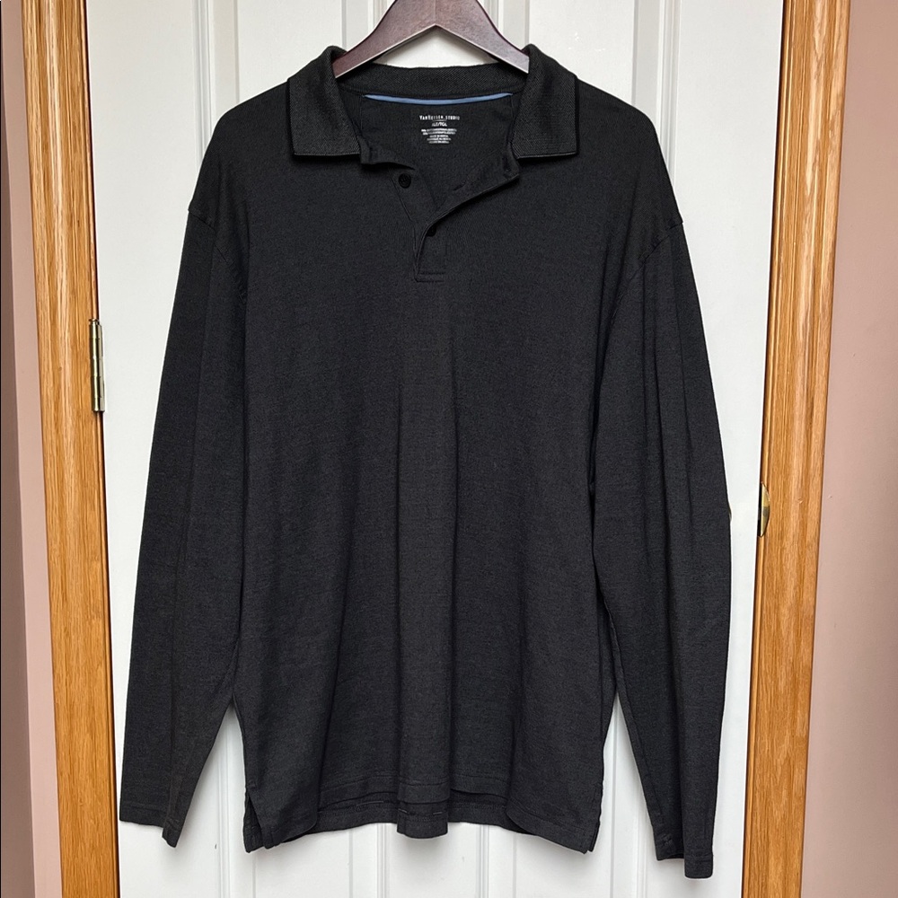 Van Heusen Classic Black Long Sleeve Polo